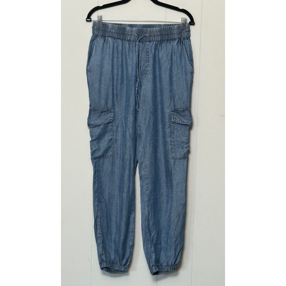 Z Supply Women's Blue Lyocell Cargo Joggers Elastic Waist Pants Size Small
